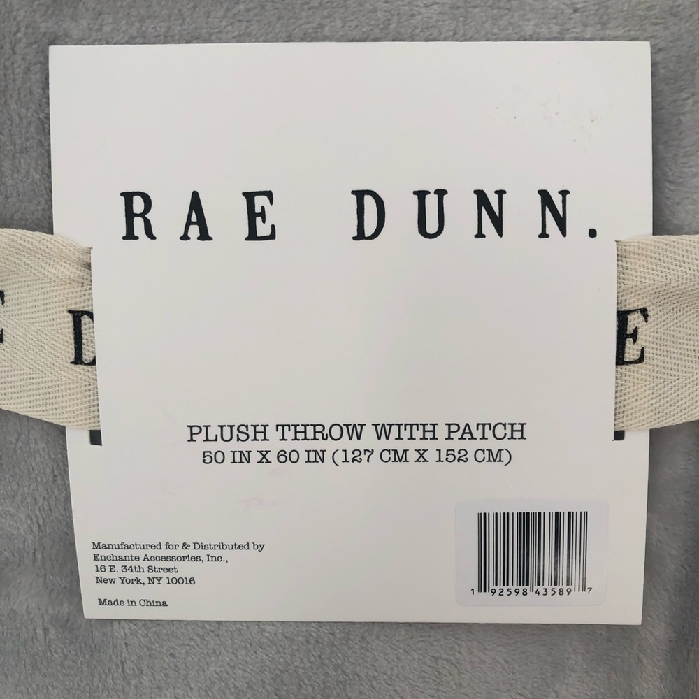 Rae Dunn Plush Throw RELAX Patch 50" x 60" Gray - Picture 2 of 8